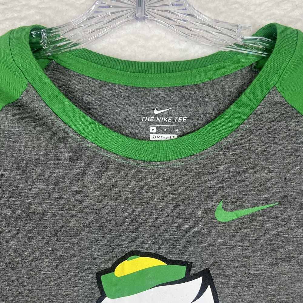 NWT‎ Nike Dri-Fit NCAA Oregon Ducks Green Gray 3/4 Sleeve Raglan Tee Women's M - Picture 2 of 16